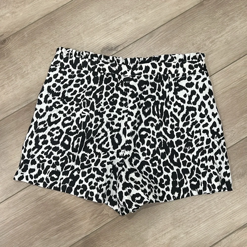 NWT J Crew Leopard Animal Print Ruffle Trim Linen Cotton Shorts